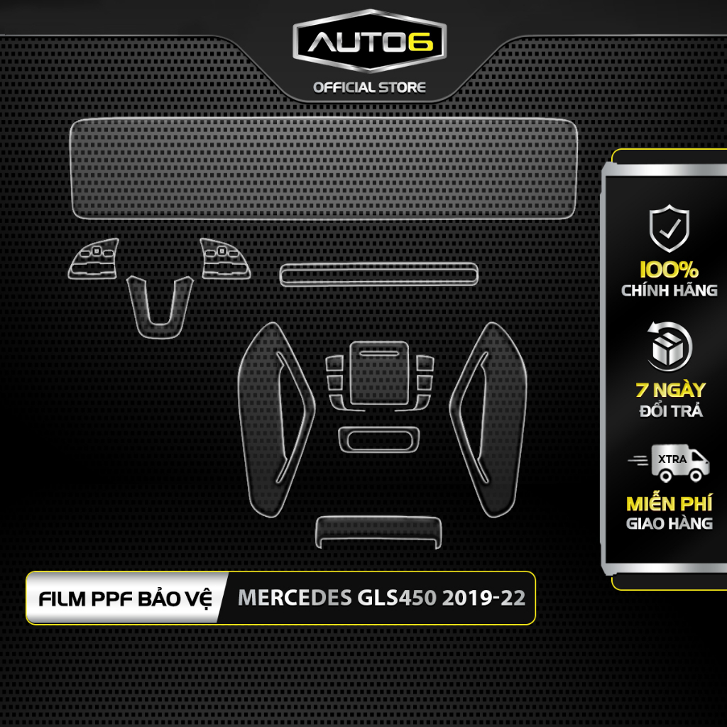 MERCEDES GLS450, GLE450 (2019-2023): Film PPF dán xe Trong suốt, chống xước và che mờ vết xước nội thất ô tô - AUTO6