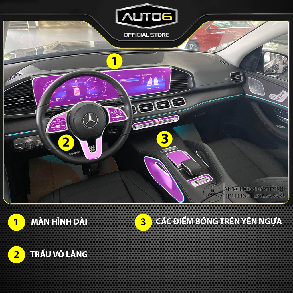 MERCEDES GLS450, GLE450 (2019-2023): Film PPF dán xe Trong suốt, chống xước và che mờ vết xước nội thất ô tô - AUTO6 - Ảnh 2