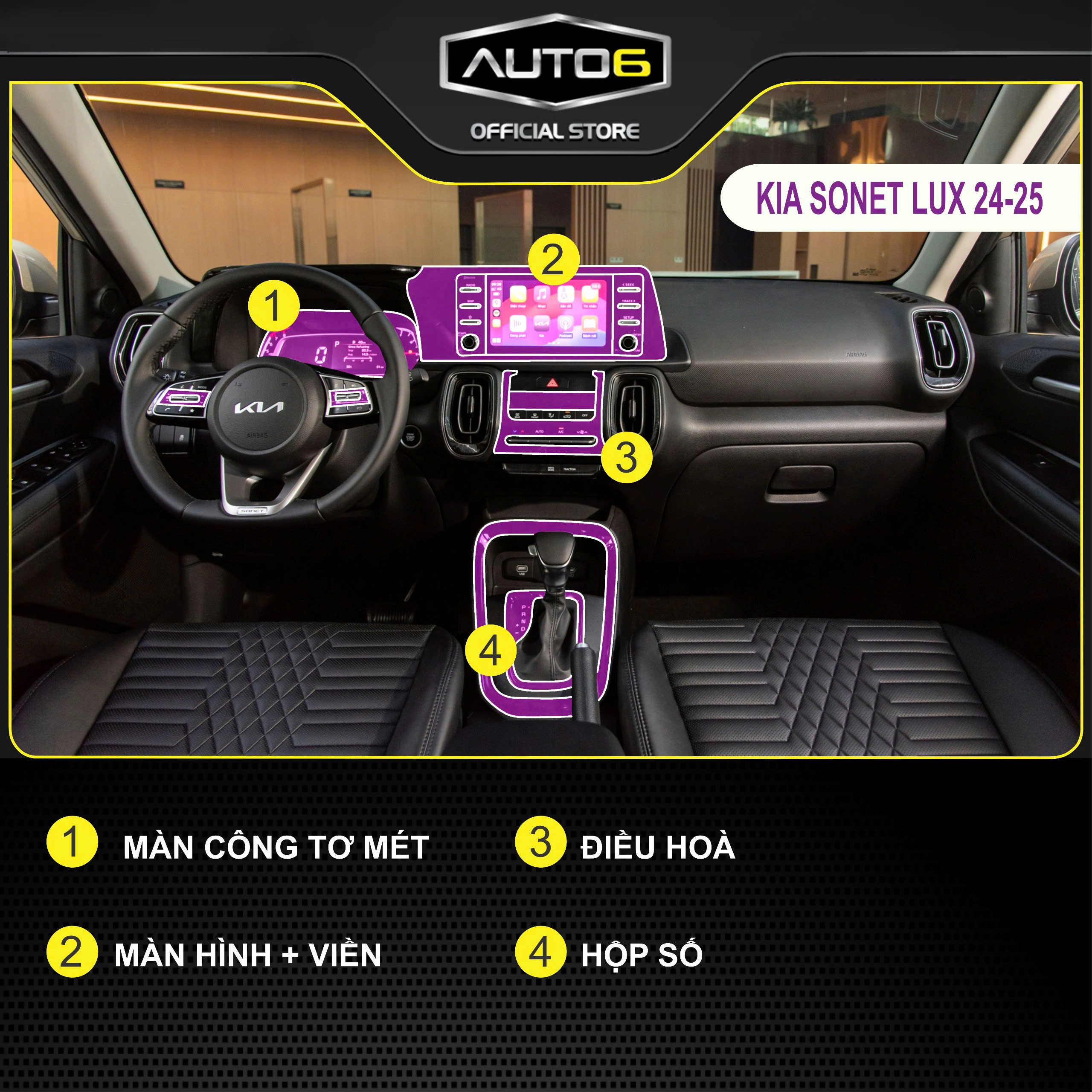 KIA SONET 2024-2025: Film PPF dán xe Trong suốt, chống xước và che mờ vết xước nội thất ô tô - AUTO6 - Ảnh 4