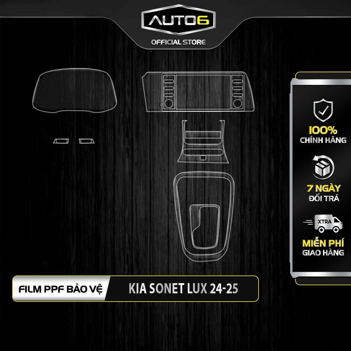 KIA SONET 2024-2025: Film PPF dán xe Trong suốt, chống xước và che mờ vết xước nội thất ô tô - AUTO6
