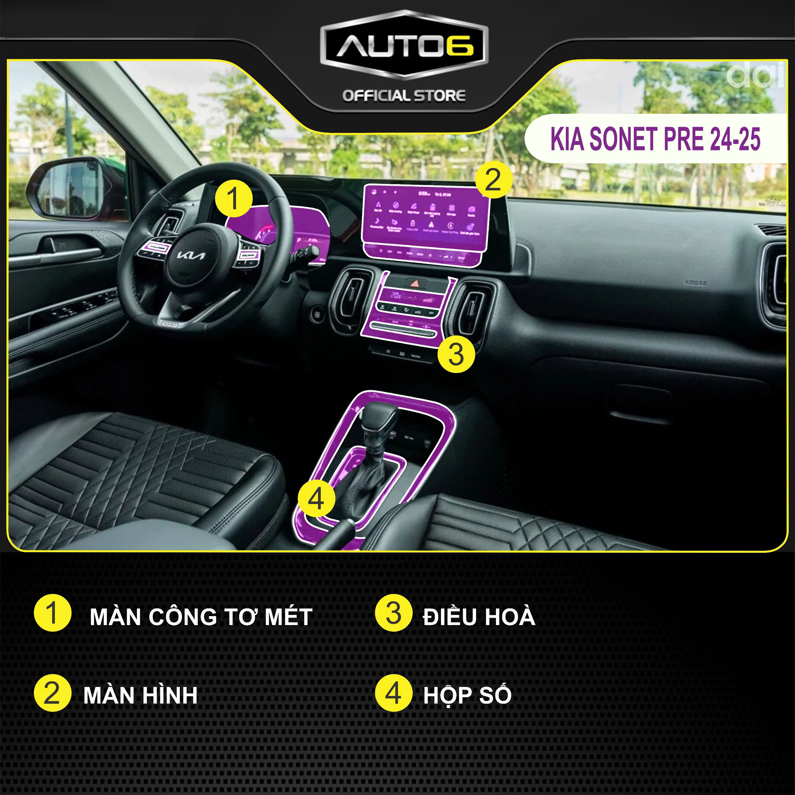 KIA SONET 2024-2025: Film PPF dán xe Trong suốt, chống xước và che mờ vết xước nội thất ô tô - AUTO6 - Ảnh 2
