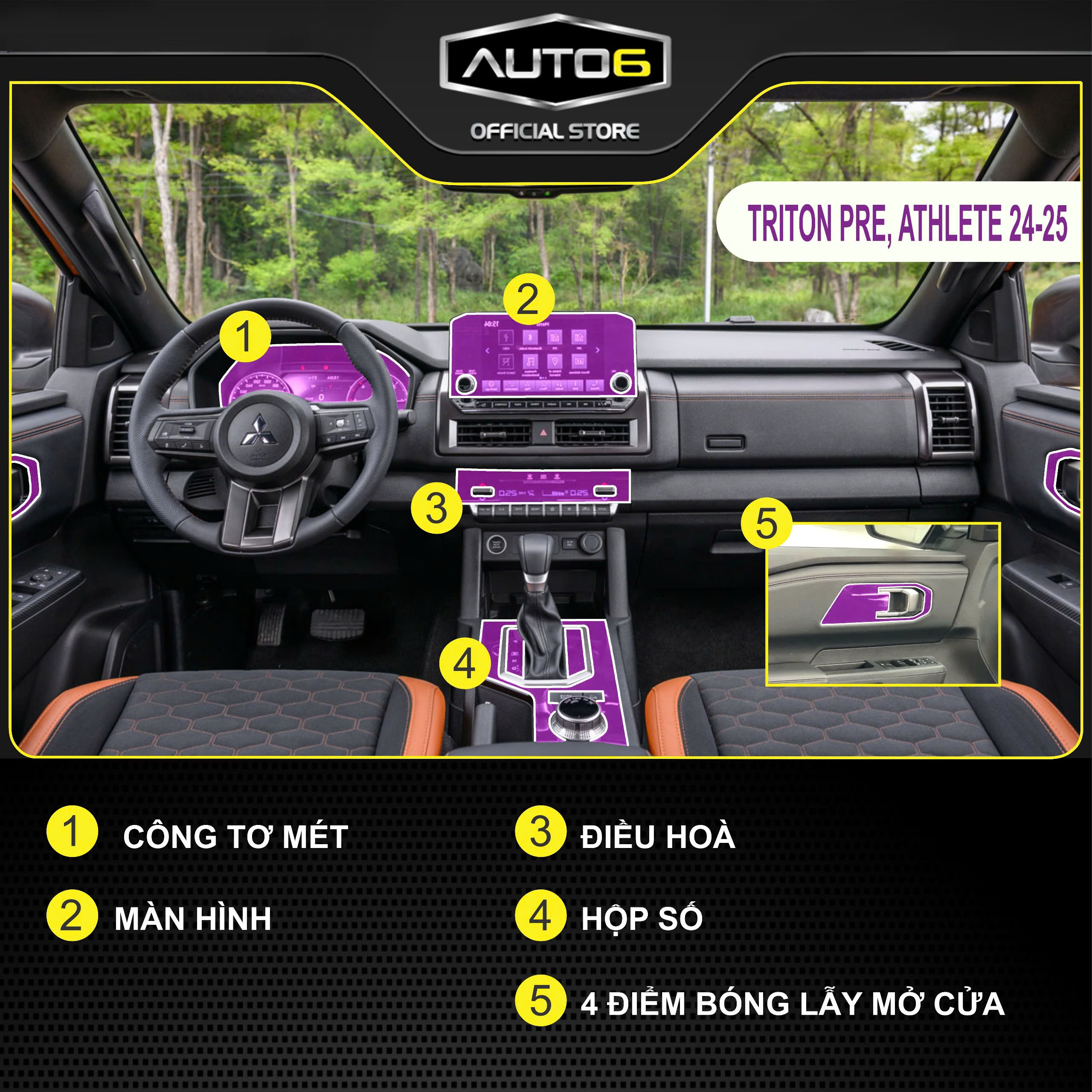 MITSUBISHI TRITON 2024 PRE, ATHLETE: Phim PPF dán bảo vệ nội thất ô tô - AUTO6 < chống xước, che phủ các vết xước cũ > Nhãn Dán - Ảnh 2