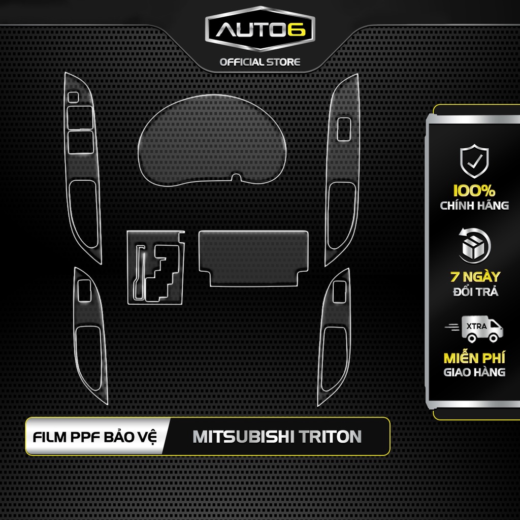 MITSUBISHI TRITON 2019-2023: Film PPF CAO CẤP dán xe trong suốt, chống xước và che mờ vết xước nội thất ô tô - AUTO6