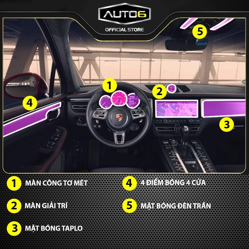 Film PPF dán xe PORSCHE MACAN 2014-2021 Trong suốt, chống xước bảo vệ nội thất ô tô - AUTO6 - Ảnh 2