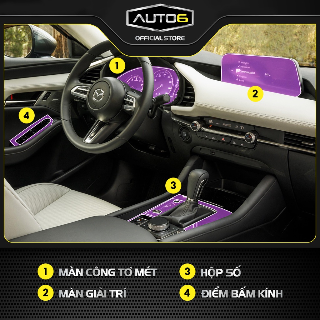 MAZDA 3 2020-2025: Film PPF CAO CẤP dán xe ô tô -AUTO6- Trong suốt, chống xước vàbảo vệ nội thất cho xe hơi của bạn - Ảnh 2