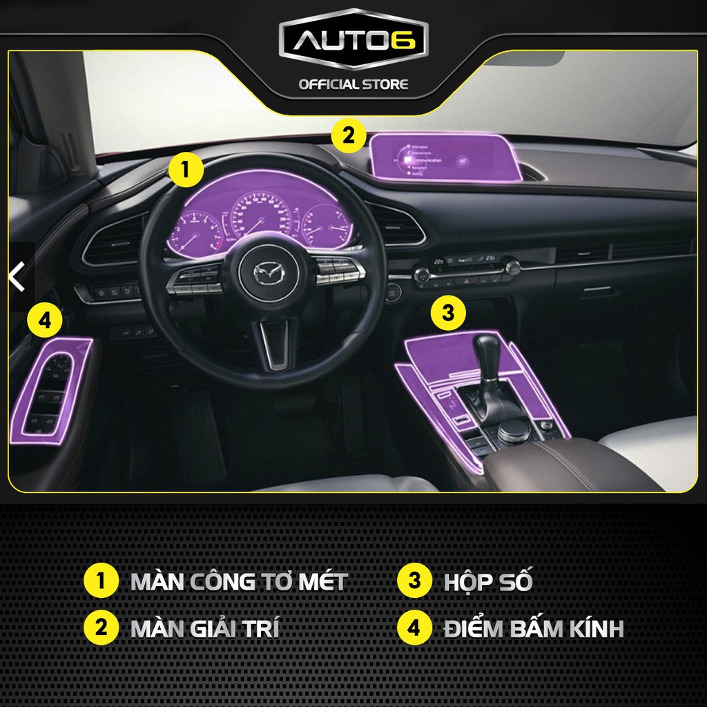 MAZDA CX30: Film PPF CAO CẤP dán nội thất Trong suốt, chống xước và phục hồi vết xước nội thất ô tô - AUTO6 - Ảnh 2