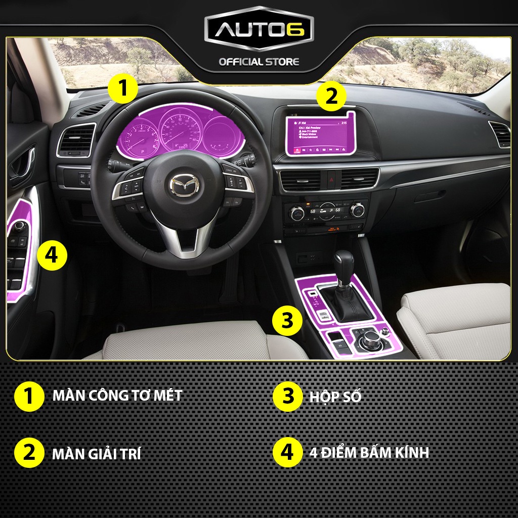 Film PPF CAO CẤP dán xe MAZDA CX5 2015-2017 Trong suốt, chống xước và phục hồi vết xước nội thất ô tô - AUTO6 - Ảnh 3
