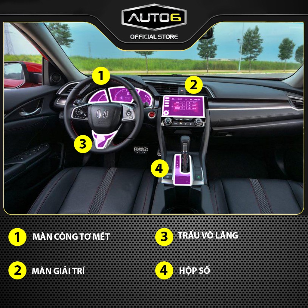 HONDA CIVIC 2017-2021: Film PPF dán xe Trong suốt, chống xước bảo vệ nội thất ô tô - AUTO6 - Ảnh 2