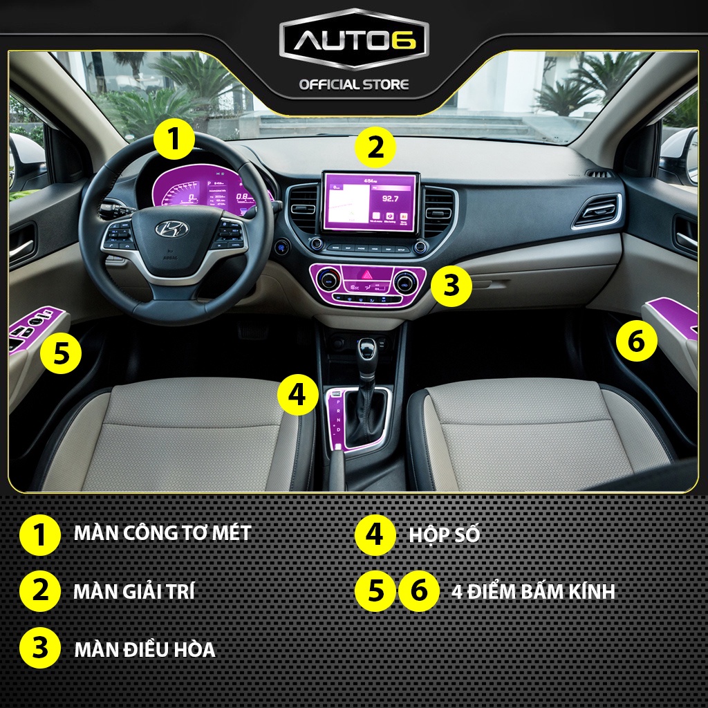 HYUNDAI ACCENT 2017 - T5/2024: Film PPF CAO CẤP trong suốt, chống xước và che mờ vết xước nội thất ô tô - AUTO6 - Ảnh 2