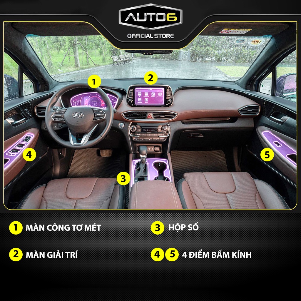 HYUNDAI SANTAFE 2019-2020: Film dán PPF CAO CẤP Trong suốt, chống xước và che mờ vết xước nội thất ô tô - AUTO6 - Ảnh 2