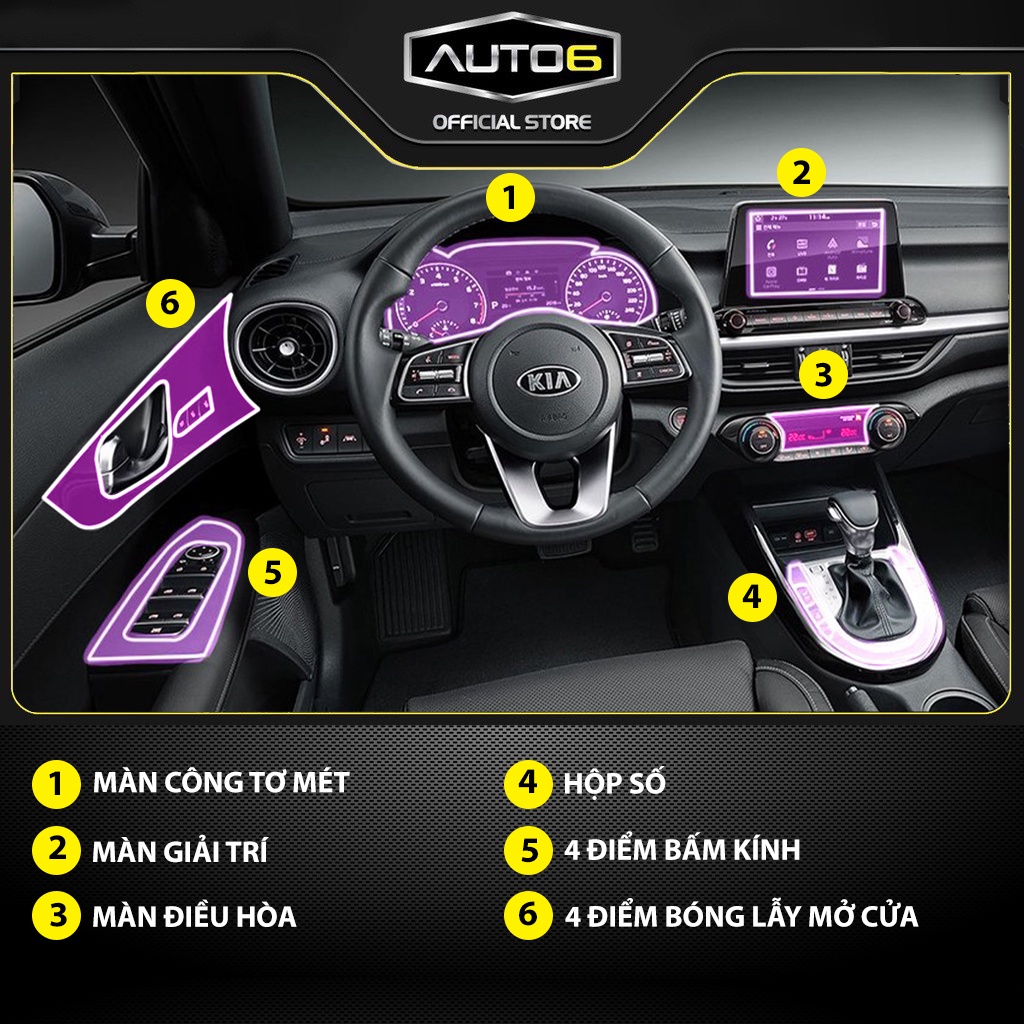 KIA CERATO: Film PPF CAO CẤP trong suốt, chống xước và che mờ vết xước nội thất ô tô - AUTO6 - Ảnh 2