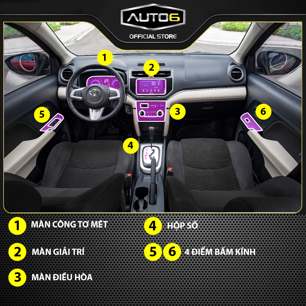 TOYOTA RUSH: Film PPF CAO CẤP dán xe Trong suốt, chống xước và che mờ vết xước nội thất ô tô - AUTO6 - Ảnh 2