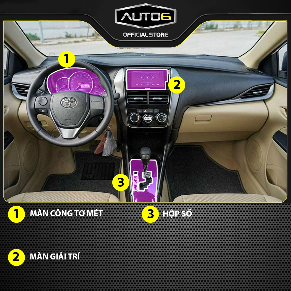 TOYOTA VIOS bản E CVT 2019-2024: Film PPF CAO CẤP dán xe trong suốt, chống xước và che mờ nội thất ô tô - AUTO6 - Ảnh 2
