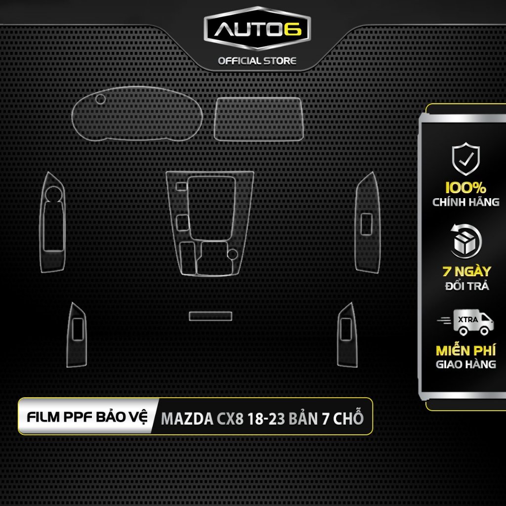 MAZDA CX8 2018-2025: Film PPF CAO CẤP trong suốt, chống xước và phục hồi vết xước nội thất ô tô - AUTO6