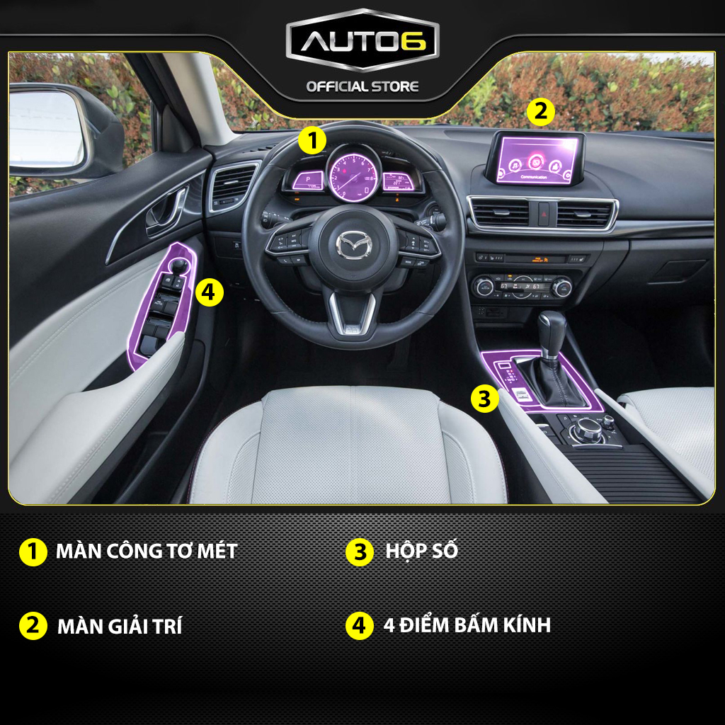 MAZDA 3 2017-2019: Film PPF CAO CẤP Trong suốt, chống xước và phục hồi vết xước nội thất ô tô - AUTO6 - Ảnh 2