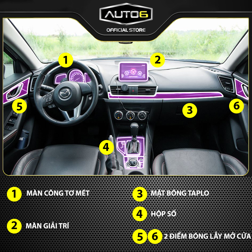 MAZDA 3 2015-2016: Film PPF CAO CẤP Trong suốt, chống xước và phục hồi vết xước nội thất ô tô - AUTO6 - Ảnh 2