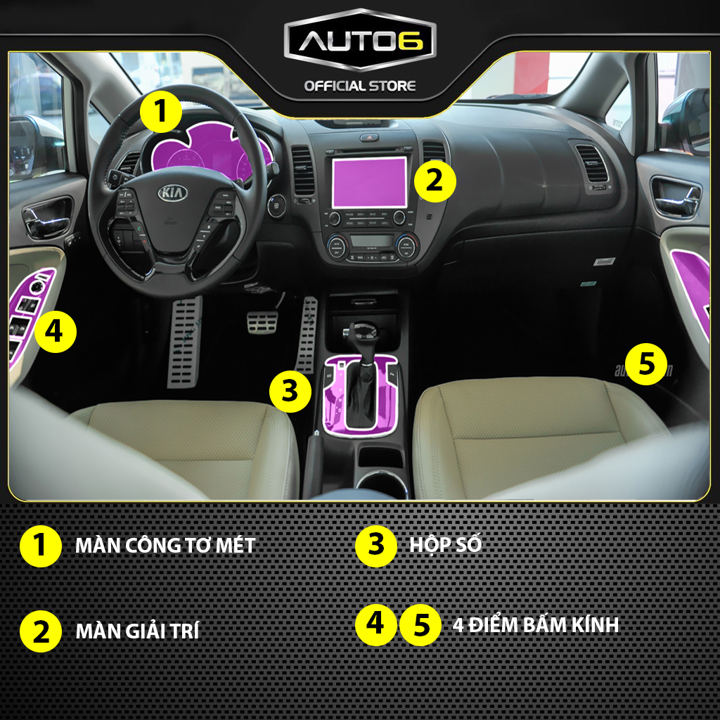 KIA CERATO: Film PPF CAO CẤP trong suốt, chống xước và che mờ vết xước nội thất ô tô - AUTO6 - Ảnh 4