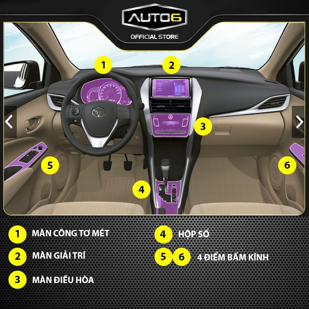 TOYOTA VIOS bản G 2019-2025: Film PPF CAO CẤP dán xe Trong suốt, chống xước và che mờ vết xước nội thất ô tô - AUTO6 - Ảnh 2