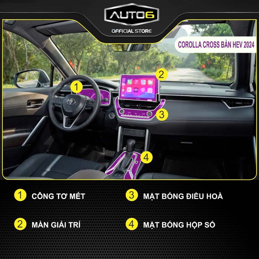 TOYOTA CROSS 2020-2025: Film PPF CAO CẤP dán xe trong suốt, chống xước và che mờ vết xước nội thất ô tô - AUTO6 - Ảnh 4