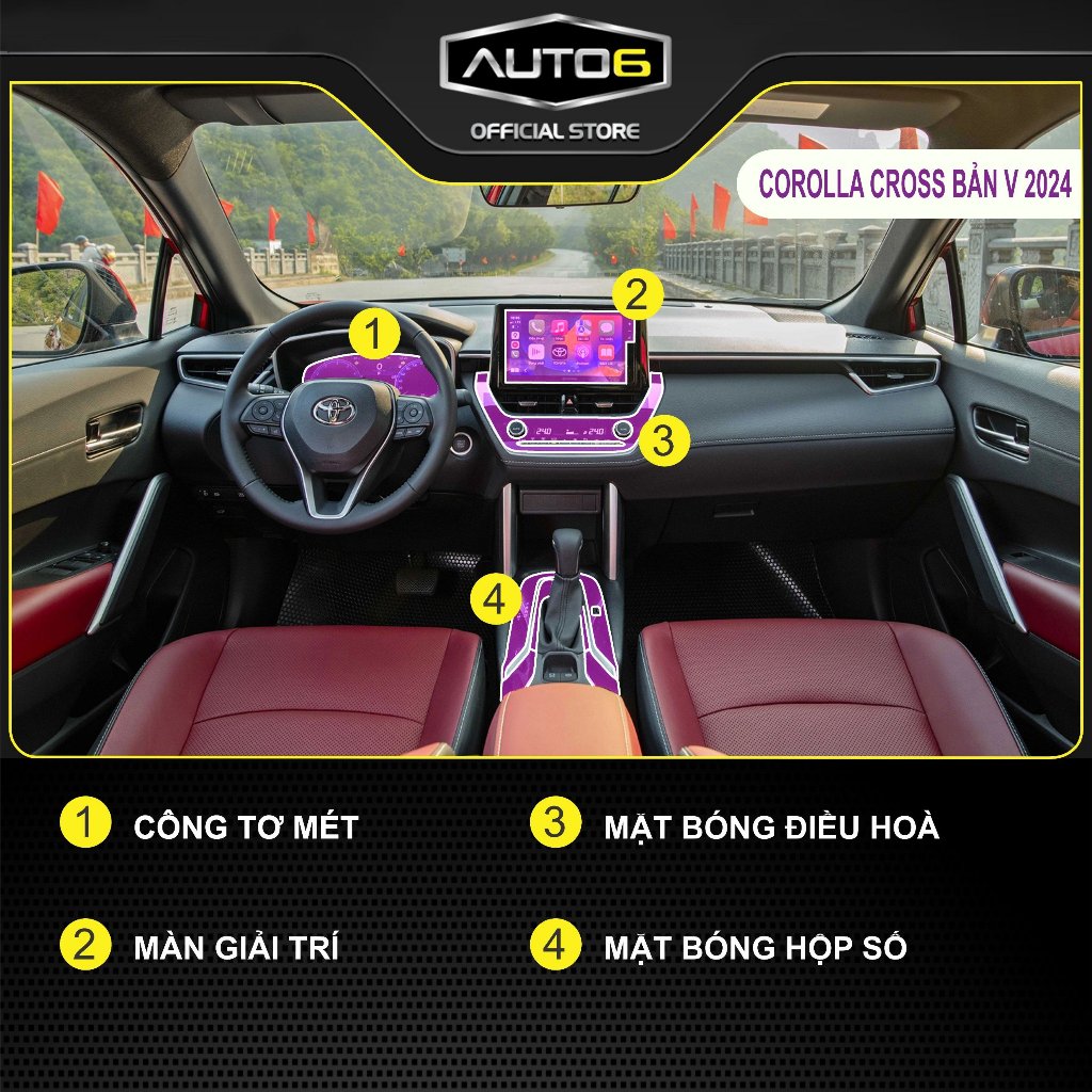 TOYOTA CROSS 2020-2025: Film PPF CAO CẤP dán xe trong suốt, chống xước và che mờ vết xước nội thất ô tô - AUTO6 - Ảnh 2