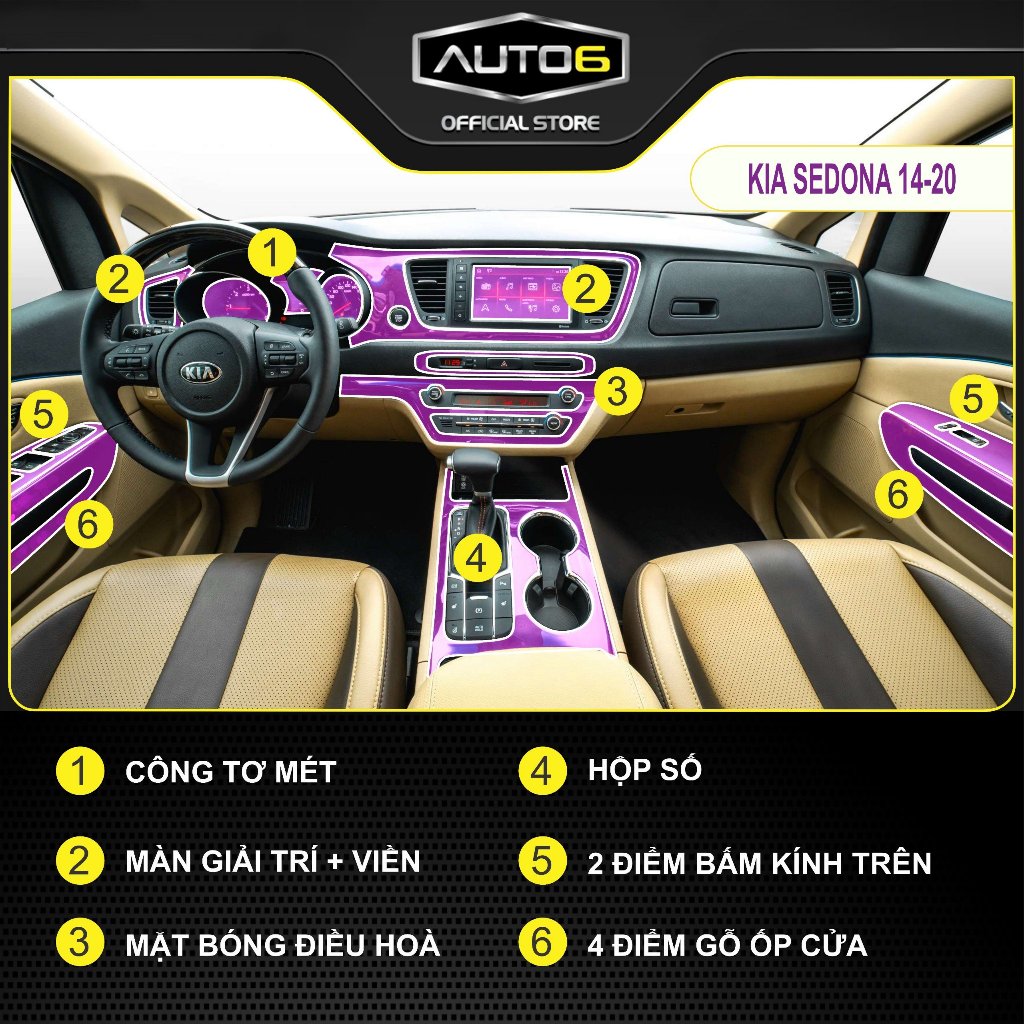 KIA SEDONA 2014-2020: Film dán PPF CAO CẤP Trong suốt, chống xước che mờ vết xước nội thất ô tô - AUTO6 - Ảnh 2