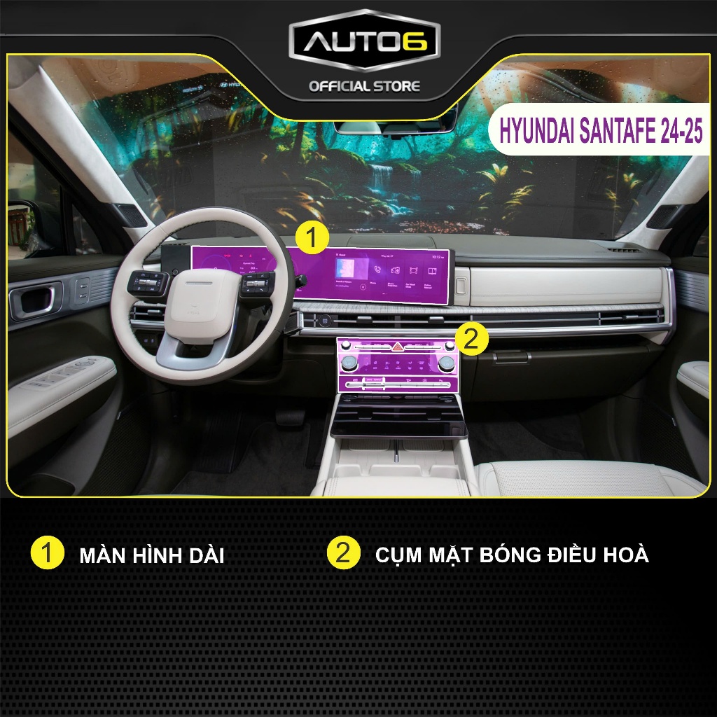 HYUNDAI SANTAFE 2024-2025 FORM MỚI: Film dán PPF CAO CẤP trong suốt, chống xước che mờ vết xước nội thất ô tô - AUTO6 - Ảnh 2